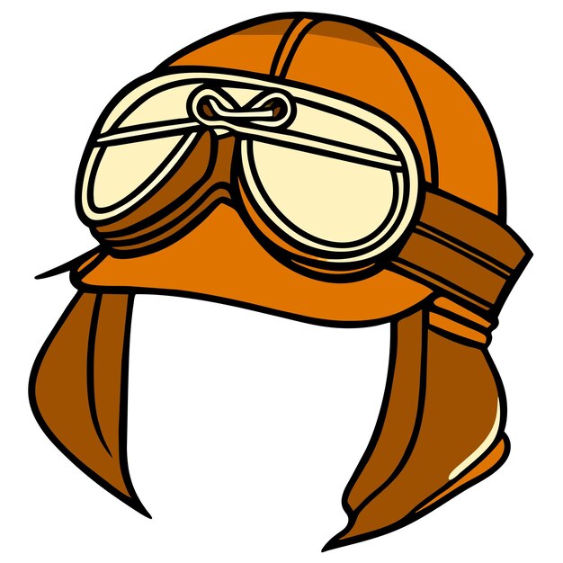 Vector brown aviator hat with goggles vector illustration