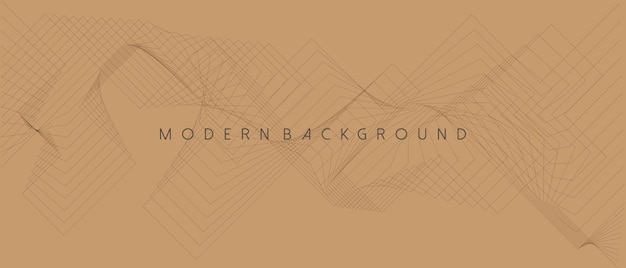 Brown background with abstract geometric and wavy lines. vector illustration