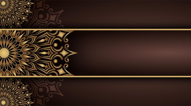 Vector brown background with gold mandala ornaments