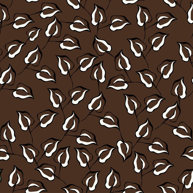 Vector a brown background with a pattern of branches and leaves
