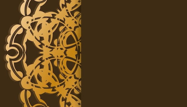 로고 디자인을 위한 빈티지 골드 패턴이 있는 갈색 배경