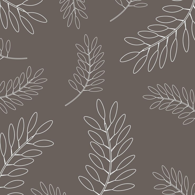 Vector a brown background with white leaves and a black background