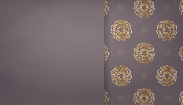 Brown banner with luxurious gold ornaments and place for your text