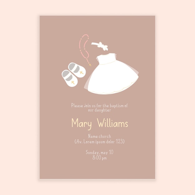 Brown Baptism Invitation Template