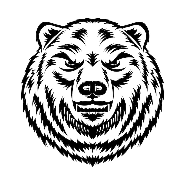 Коричневый медведь сердитый лицо вектор иллюстрация идеально подходит для татуировки талисман и дизайн футболки