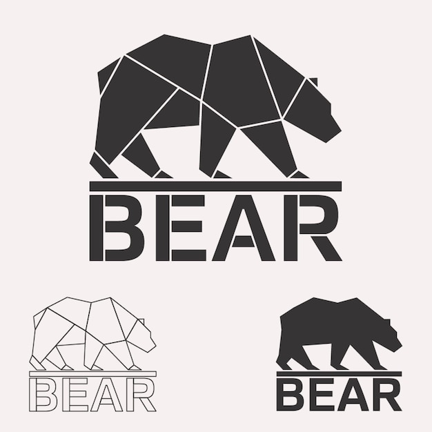 brown bear grizzly bear arctic bear geometric lines silhouette isolated on white background
