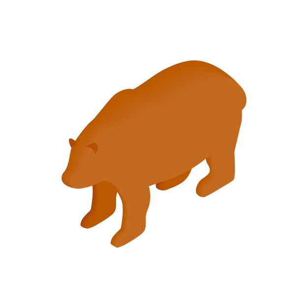 Vector brown bear isometric 3d icon on a white background