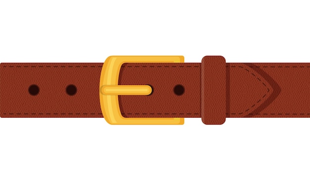 Vector brown belt with buttoned buckles isolated on white background clothing elements stylish accessories vector illustration of straps brown in cartoon flat style