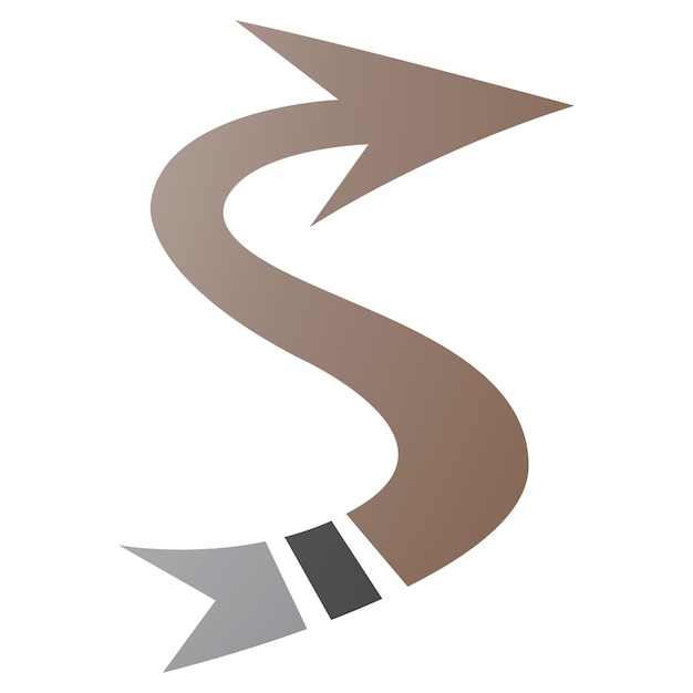 Vector brown and black arrow shaped letter s icon