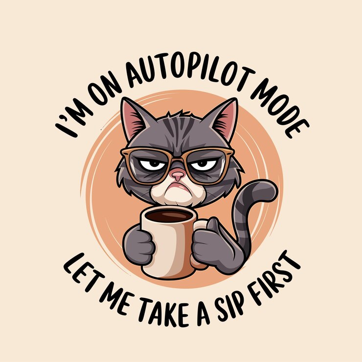 Vector brown black illustrative cat t shirt design