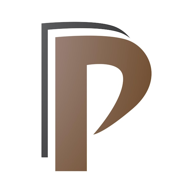 Vector brown and black layered letter p icon