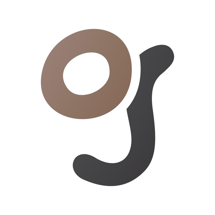 Vector 柔らかい丸い線を持つ茶色と黒の文字gアイコン