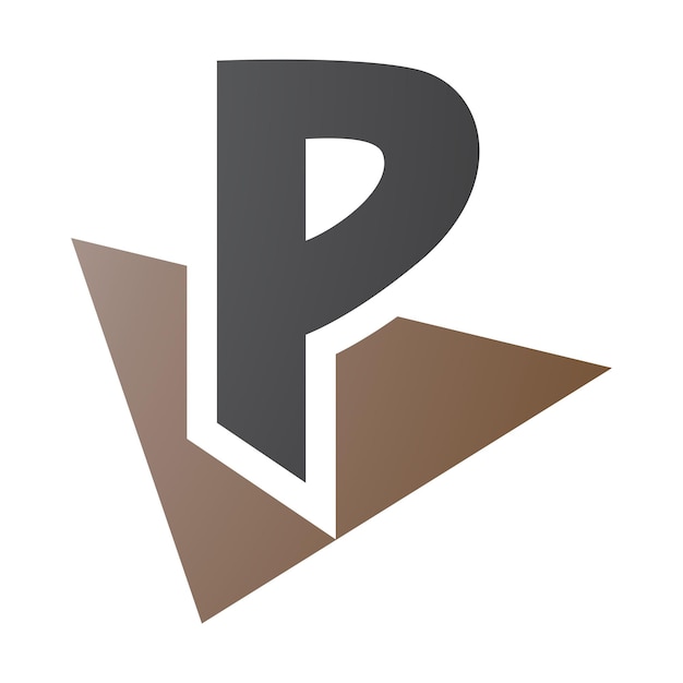 Brown and Black Letter P Icon with a Triangle