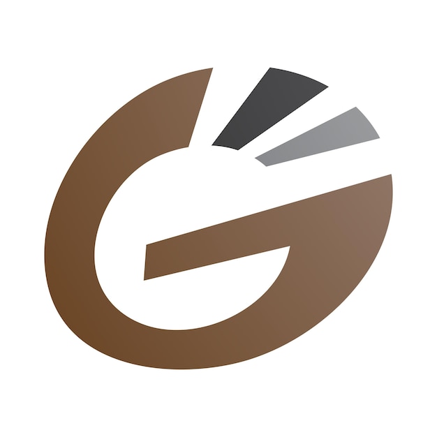 Brown and black striped oval letter g icon