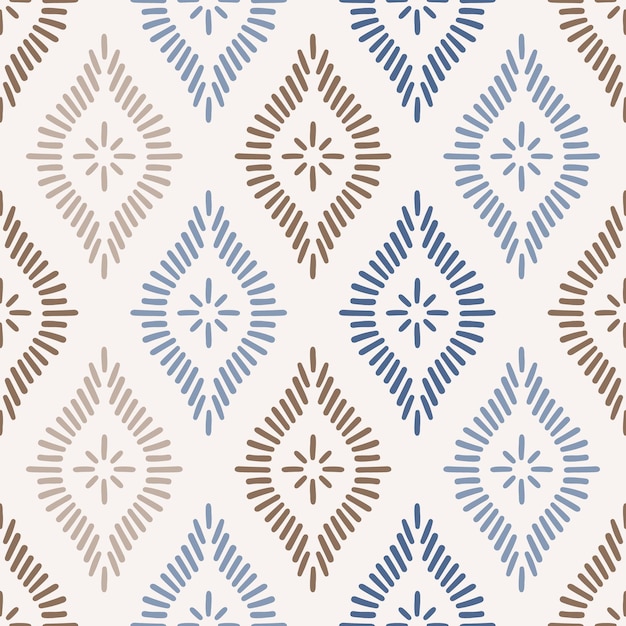 Brown and blue batik seamless pattern