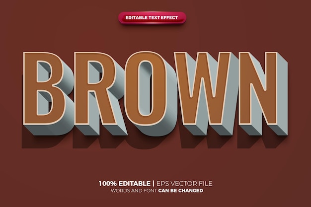 Vector brown bold long shadow 3d editable text effect