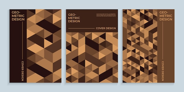 Brown book cover with geometric triangles design