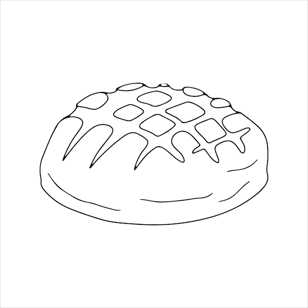 Brown bread Loaf Butter pastry Confectionery Bun for breakfast Bakery Vector illustration on a white background