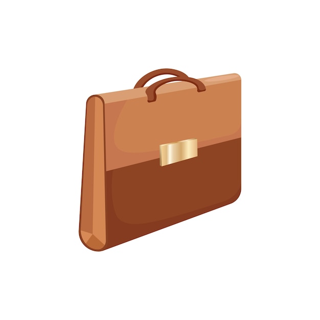 Vector brown briefcase with gold lock