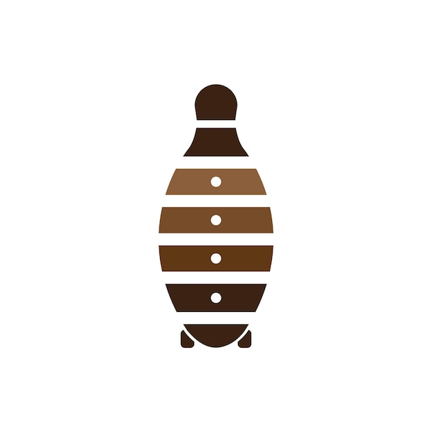 A brown and brown bowling pin icon with white background.