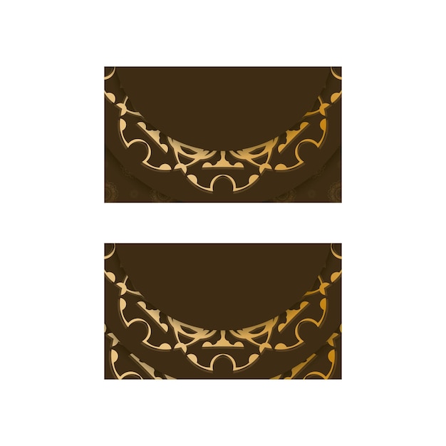 Vector brown business card with antique gold ornaments for your personality.