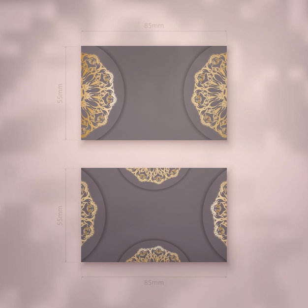 Brown business card with mandala gold pattern for your business.