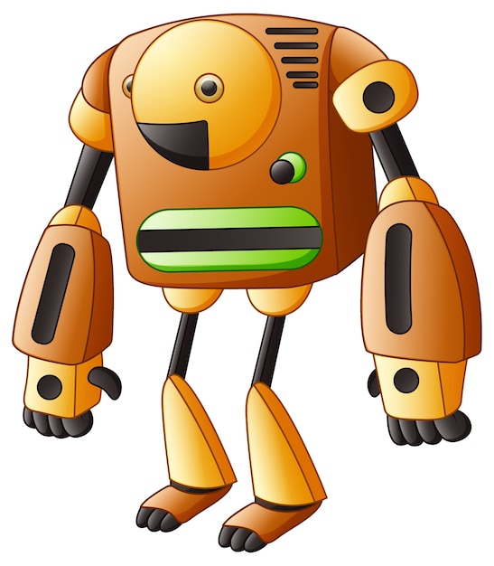 Brown cartoon robot isolated on white background