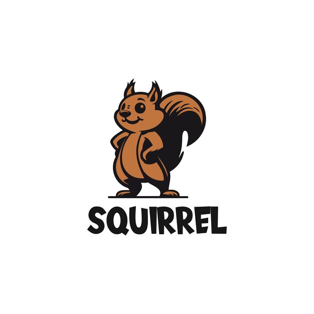 Brown Cartoon Squirrel Logo With Bold Typeface on a White Background