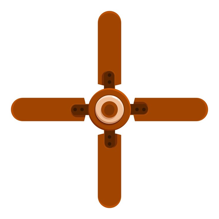 Vector brown ceiling fan rotating to keep cool in summer