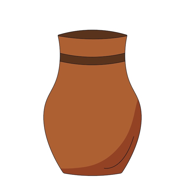 Brown clay pot clay ceramic kitchen utensils for food and drinks kitchen tools vector image vector