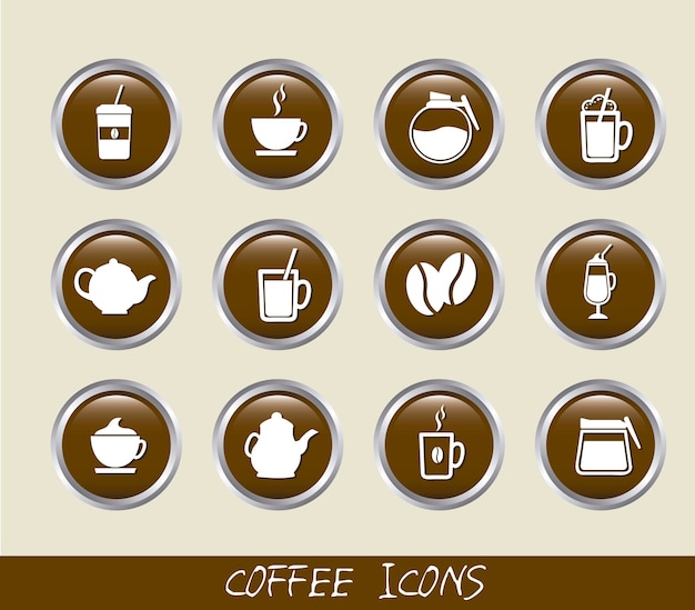 Brown coffee buttons isolated over beige background vector