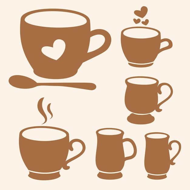 Brown Coffee Cup Silhouette Collection