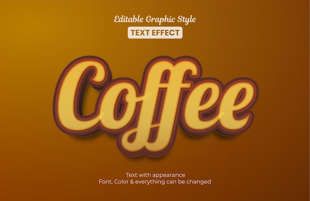 Brown coffee, effetto di testo in stile grafico modificabile