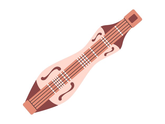 Vector brown color appalachian dulcimer ancient musical instrument equipment play traditional folk music vintage