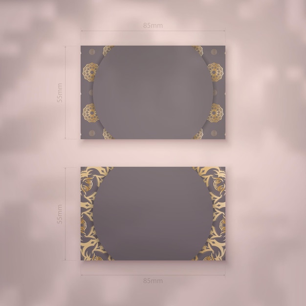 Brown color business card with abstract gold pattern for your personality.