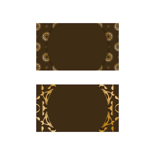 Vector brown color business card with abstract gold pattern for your personality.