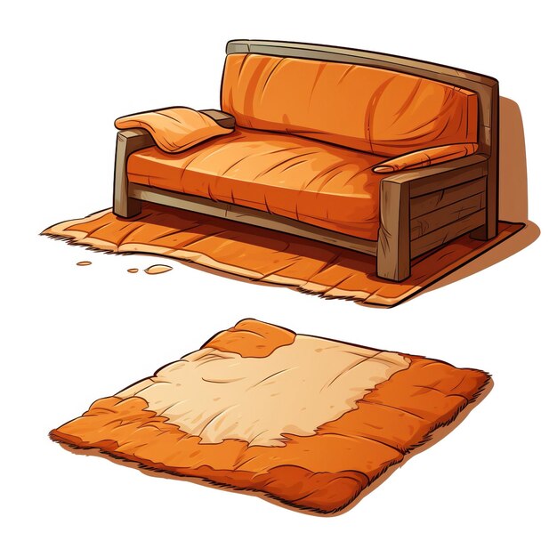 Vector brown color carpet cartoon vector white background isolat