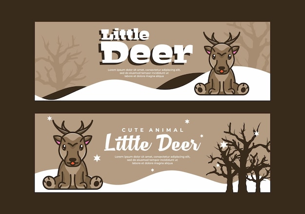 Brown color of little deer banner design