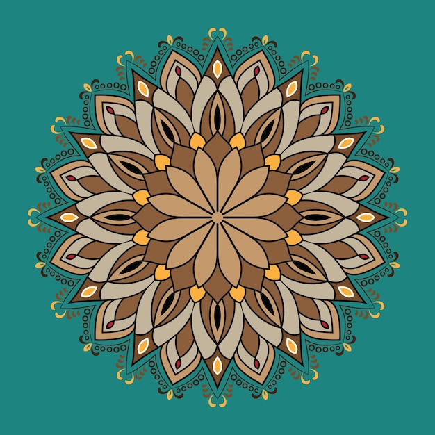 Brown color mandala with green background.