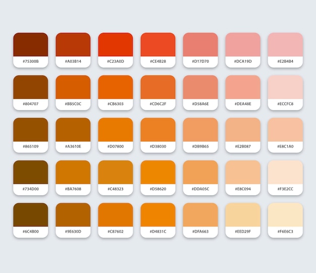 Vector brown color palette with hex