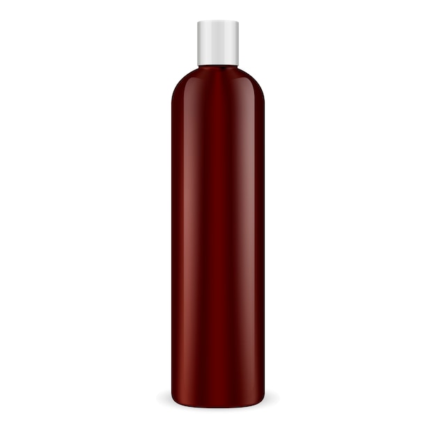 Vector brown cosmetic bottle. shampoo container.