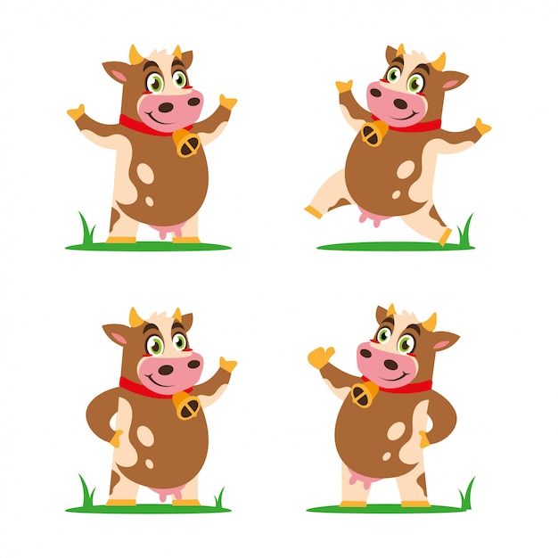 Brown cow animal  fun cartoon