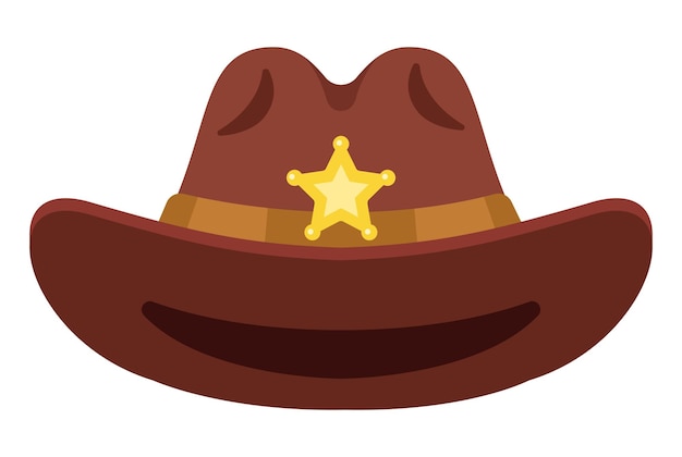 Vector brown cowboy hat with gold sheriff badge