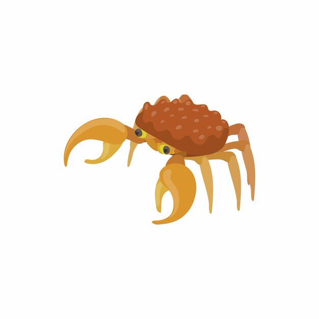 Vector brown crab icon in cartoon style isolated on white background crustaceans symbol