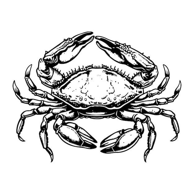 Vector brown crab vector crab hand drawing sketch black outline vector on white background