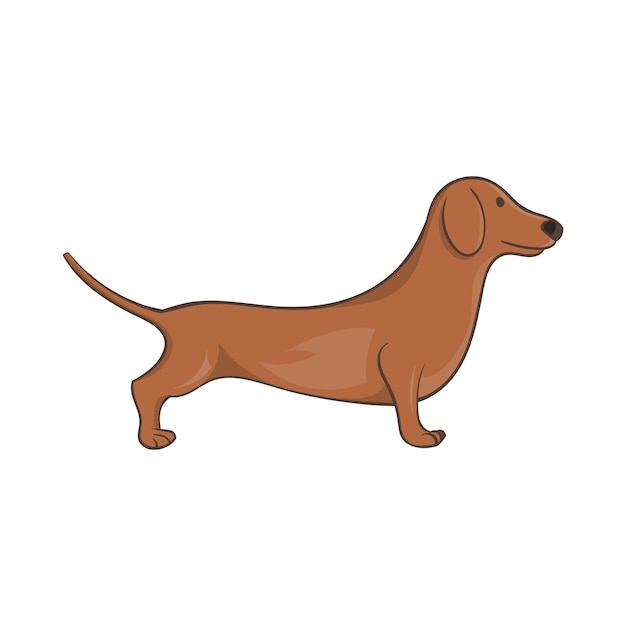 Brown dachshund dog icon in cartoon style on a white background