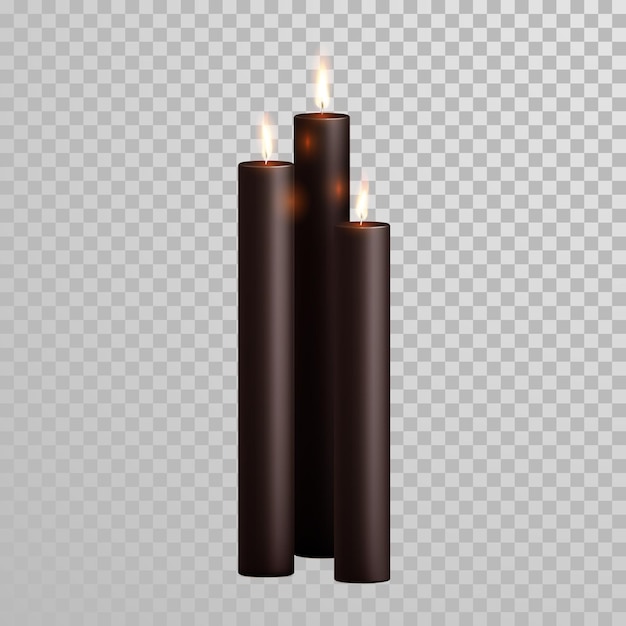 Vector brown decorative candle light vector isolated set