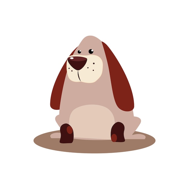 ベクトル アーペットに座っている茶色の犬。フラットスタイルのベクトル図
