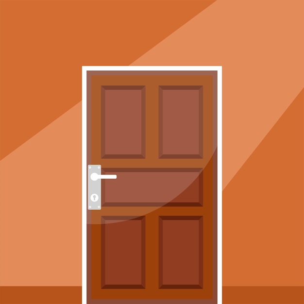 Вектор Коричневая дверь в оранжевой комнате