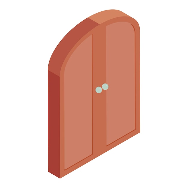 Коричневая иконка двойной двери Карикатурная иллюстрация иконки вектора двери для веб-дизайна